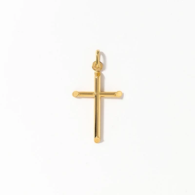 Tube Cross Pendant in 10K Italian Yellow Gold