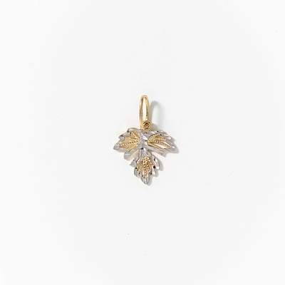 Leaf Pendant in 10K White and Yellow Gold