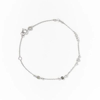 10K White Gold Bracelet with Diamond Cut Balls