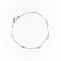 10K White Gold Bracelet with Diamond Cut Balls