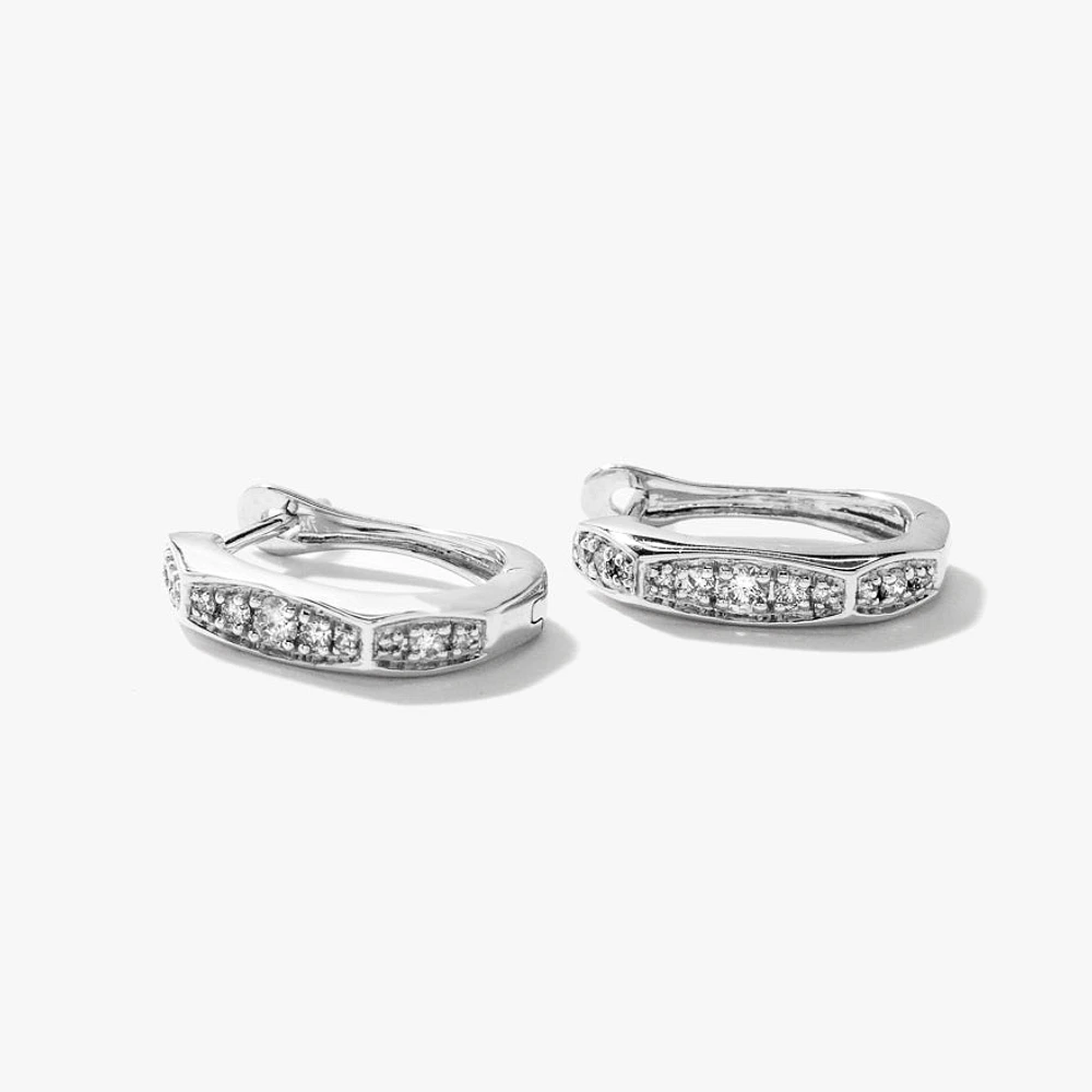 Diamond J-Hoop Earrings in 10K White Gold (0.25 ct tw)