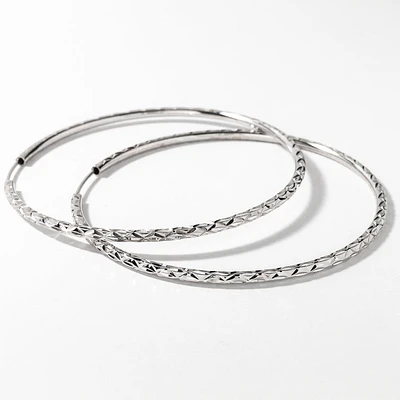 Diamond Cut Hoop Earrings in 10K White Gold