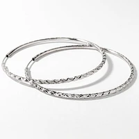 Diamond Cut Hoop Earrings in 10K White Gold