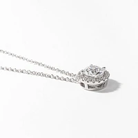 Lab Grown Diamond Cluster Necklace in 14K White Gold (1.02 ct tw)