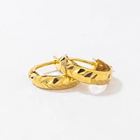 Diamond Cut Hoop Earrings 10K Yellow Gold