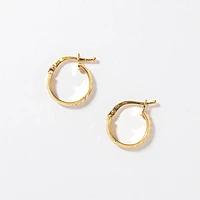 Diamond Cut Hoop Earrings 10K Yellow Gold