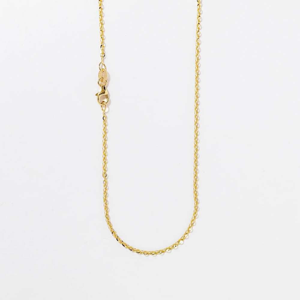 1.6mm Round High Polished Cable Chain in 10K White and Yellow Gold (18