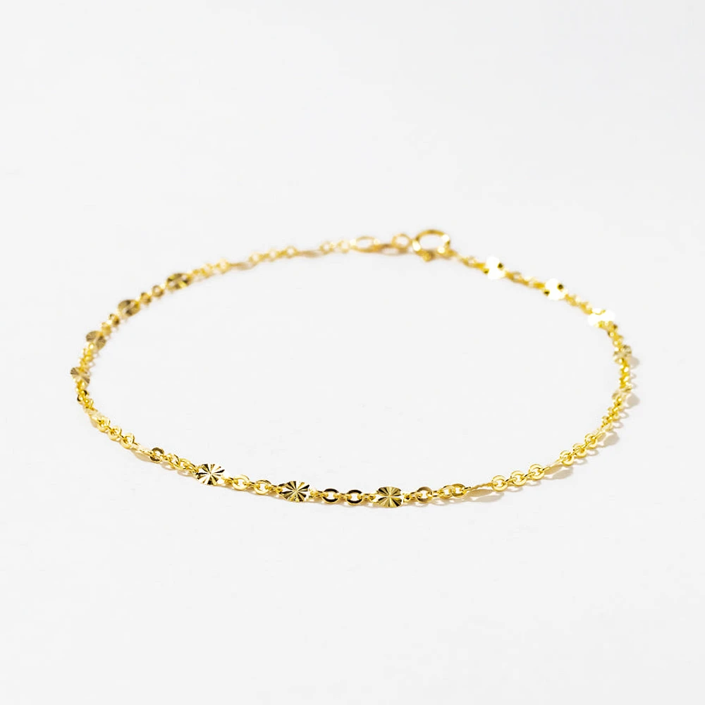 Diamond Cut Disc Bracelet in 10K Yellow Gold