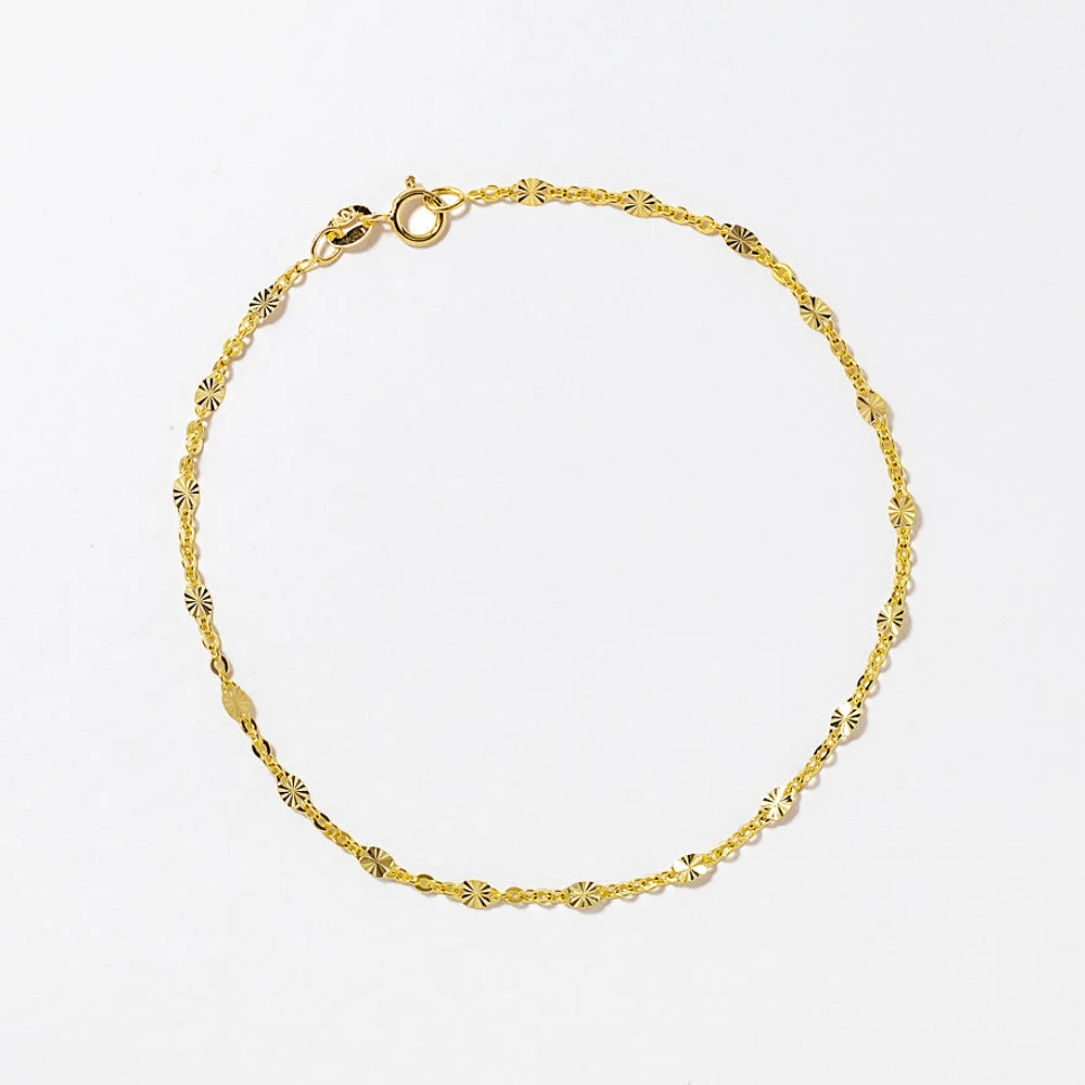 Diamond Cut Disc Bracelet in 10K Yellow Gold