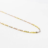 Diamond Cut Disc Necklace in 10K Yellow Rose and White Gold