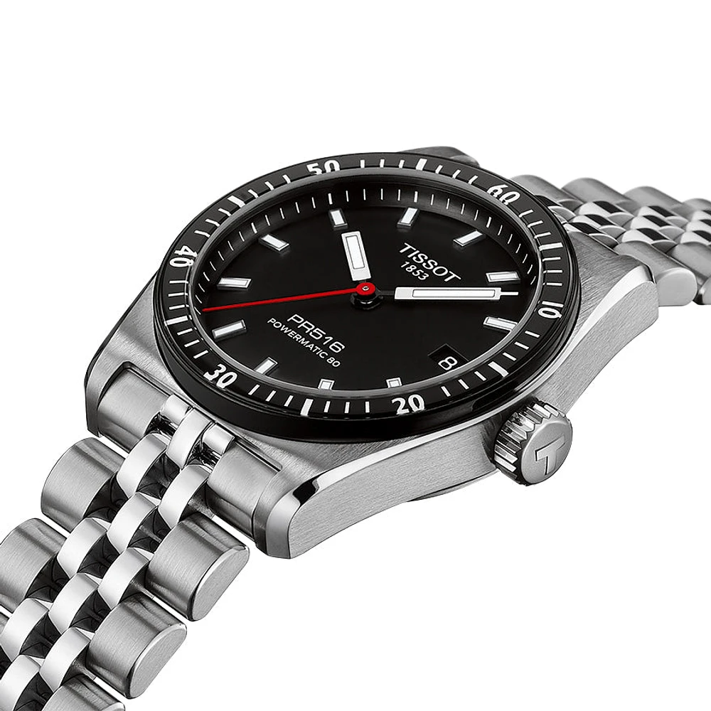 Tissot PR516 Powermatic 80 Black Dial Watch | T1494071105100