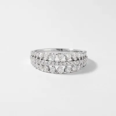 Diamond Cluster Ring 10K White Gold (0.75 ct tw)