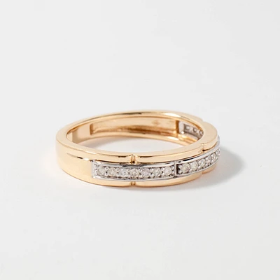 Men's Diamond Wedding Band 10K Yellow and White Gold (0.20 ct tw)