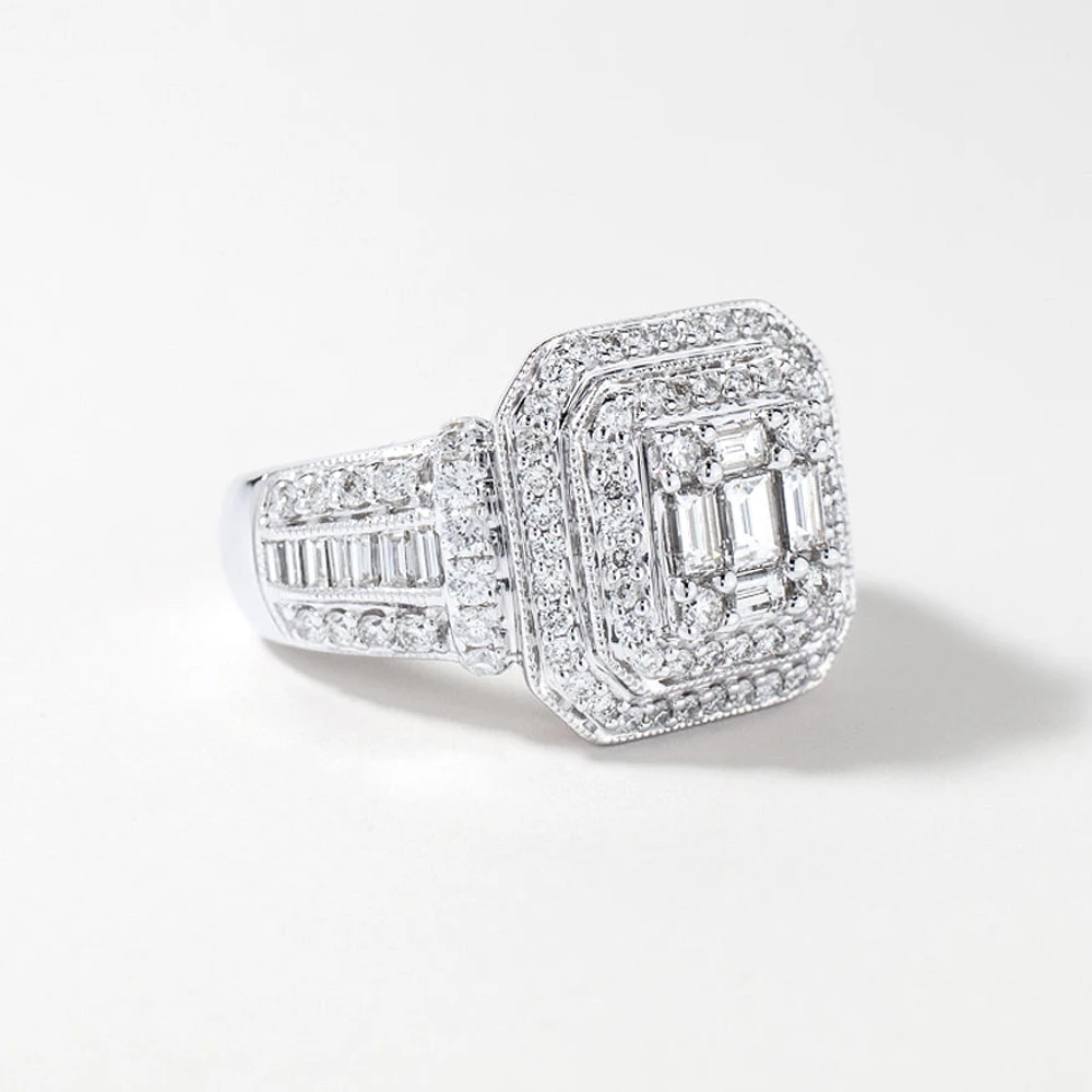 Diamond Cluster Ring 14K White Gold (2.00 ct tw)
