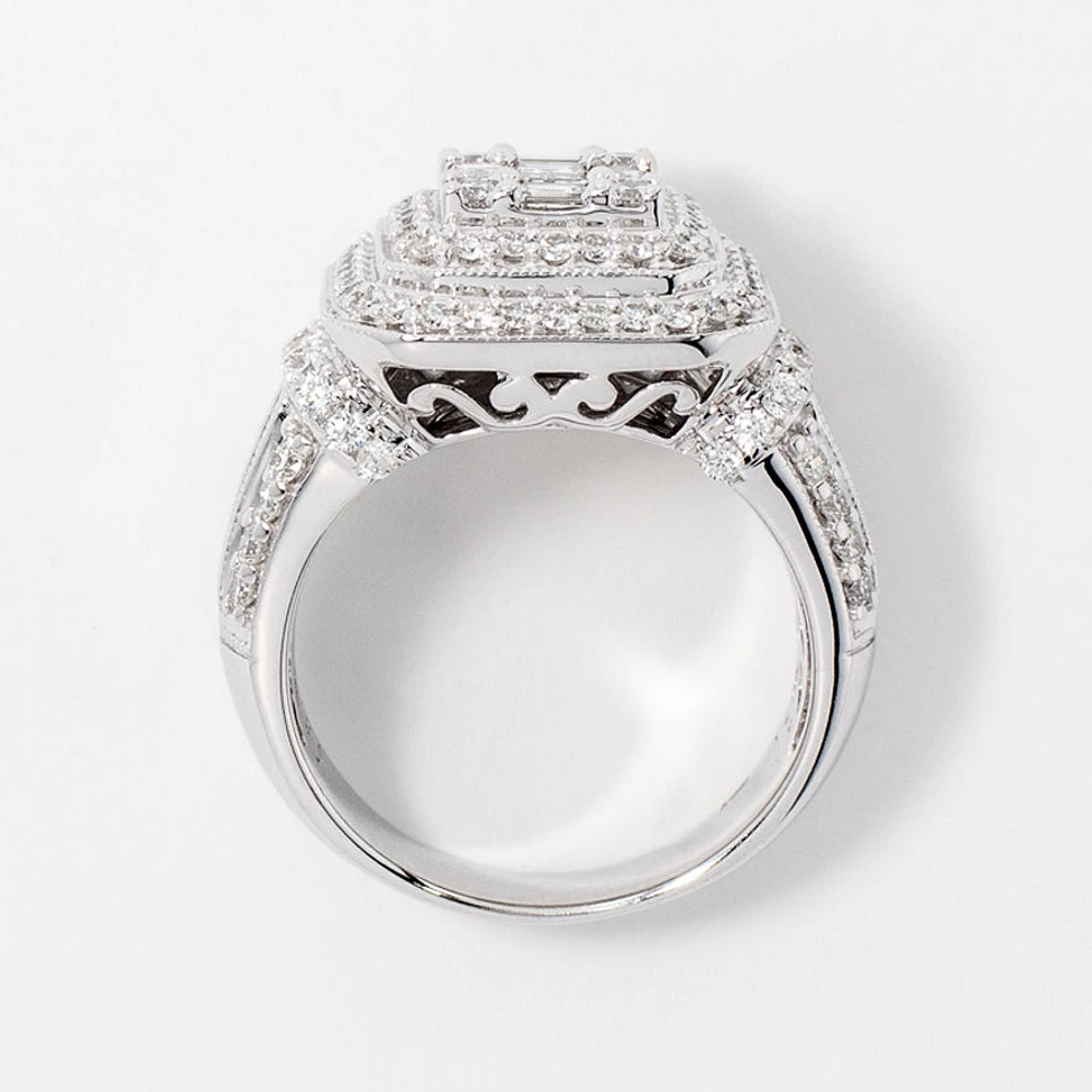 Diamond Cluster Ring 14K White Gold (2.00 ct tw)