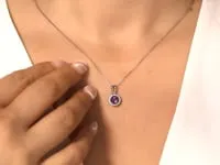 Amethyst Pendant with Diamond Accents in 10K White Gold