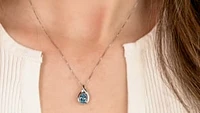 Diamond and Blue Topaz Pendant in 10K White Gold