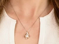 Cultured Pearl Diamond Pendant Necklace in 10K Yellow Gold