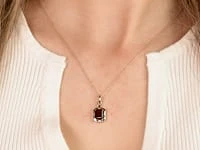 Emerald Cut Garnet Necklace in 10K Yellow Gold