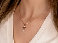 Diamond Cut Cross Pendant in 10K Yellow Gold
