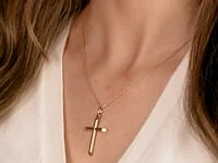 Round Tube Cross Pendant in 10K Yellow Gold