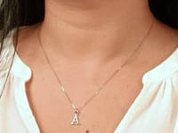 "A" Initial Pendant in 10K White Gold