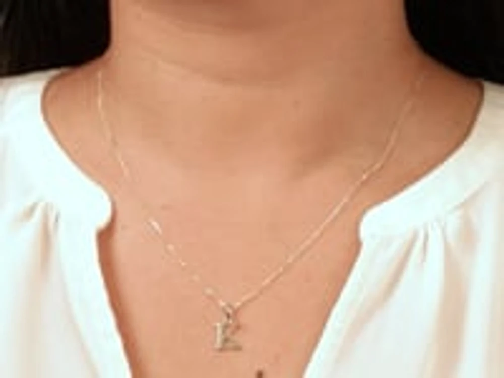 "K" Initial Pendant in 10K White Gold