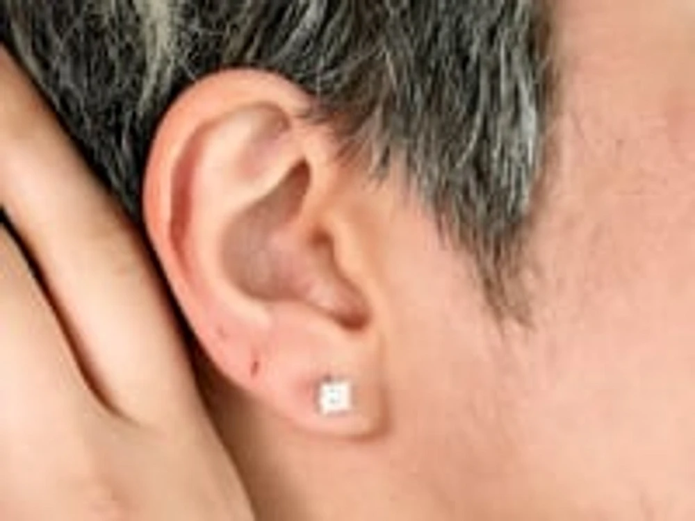 Lab Grown Princess Cut Diamond Stud Earrings in 14K White Gold ( 1.00