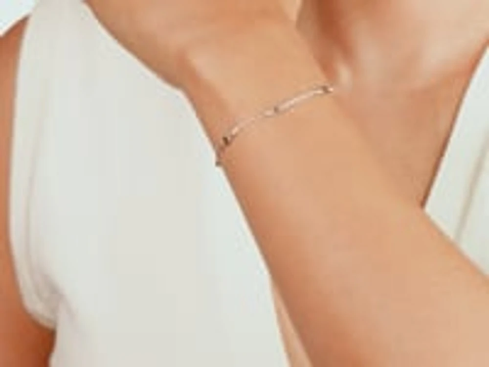 10K White Gold Bracelet with Diamond Cut Balls