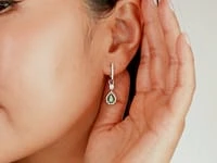 Emerald Earrings With Removable Pear Drop in 10K White Gold