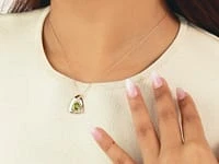 Pear Shaped Peridot Necklace in 10K Yellow Gold