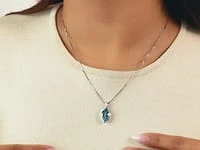 Blue Topaz Pendant Necklace in 10K White Gold