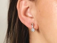 Diamond Cluster Hook Earrings in 10K Yellow and White Gold (0.21 ct tw