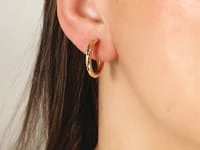 Diamond Cut Hoop Earrings in 14K Yellow Gold
