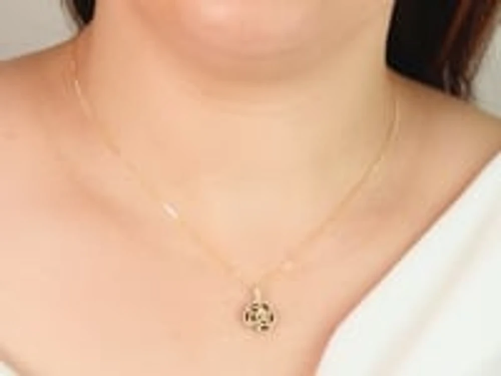 Beaded Rose Charm in 10K Yellow Gold