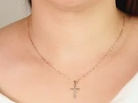 Diamond Cut Cross Pendant in 14K Yellow Gold