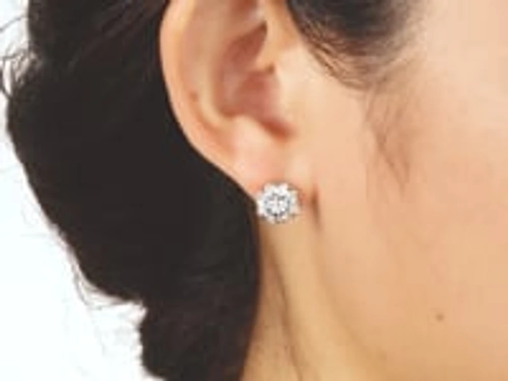 Diamond Cluster Round Stud Earrings in 10K Yellow and White Gold (0.40