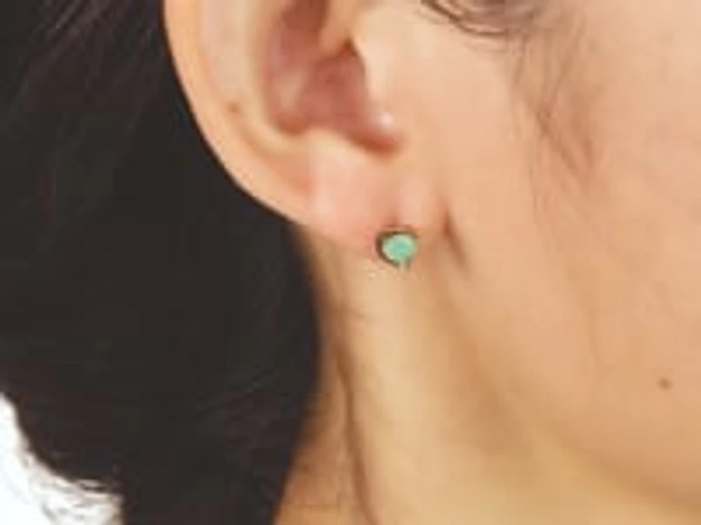 Emerald Stud Earrings in 10K Yellow Gold