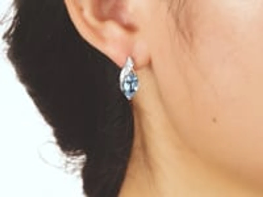 Blue Topaz Earrings in 10K White Gold