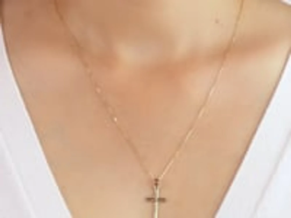 Diamond Cut Cross Pendant in 14K Yellow Gold