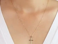 Diamond Cut Cross Pendant in 14K Yellow Gold