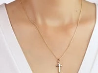 Diamond Cut Cross Pendant in 10K Yellow and White Gold