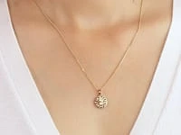 Diamond Cut Flower Pendant in 10K Yellow Gold