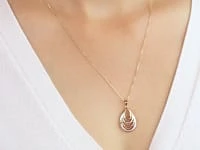 Diamond-Cut Pear Drop Pendant in 10K Yellow & White Gold