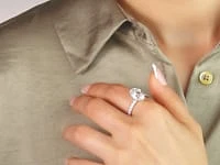 Oval Lab-Grown Diamond Engagement Ring with Hidden Halo 14K White G