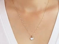 Diamond Cut Heart Pendant in 14K Yellow and White Gold