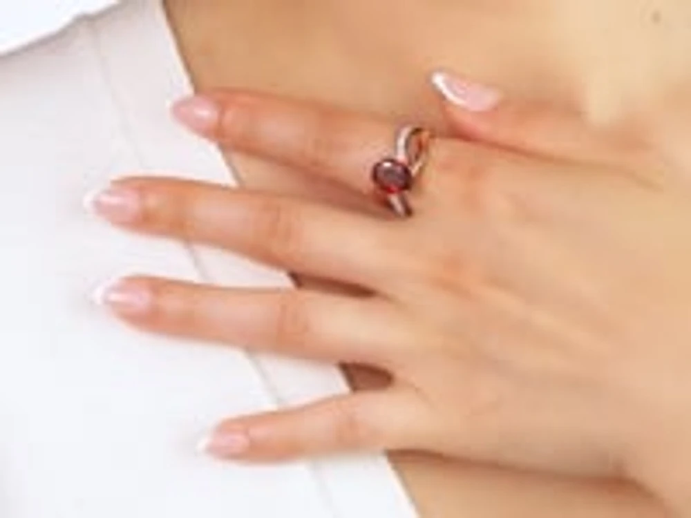Garnet Ring 10K Yellow and White Gold