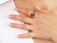 Garnet Ring 10K Yellow and White Gold
