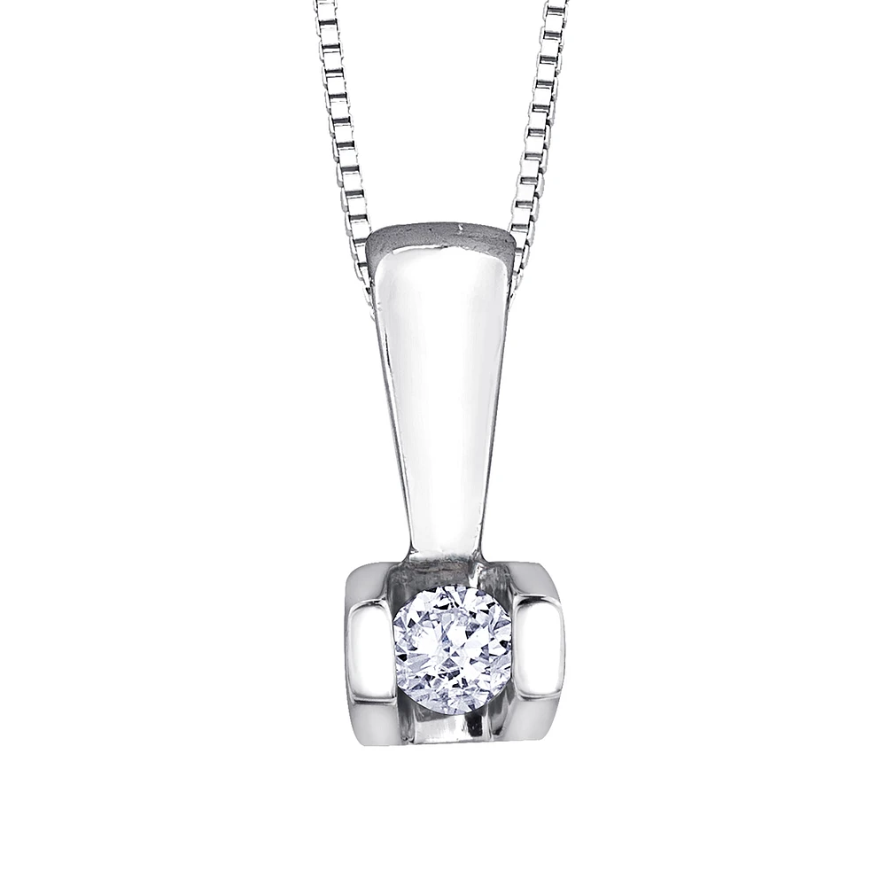 Solitaire Diamond Bar Pendant in 10K White Gold (0.04 ct wt)