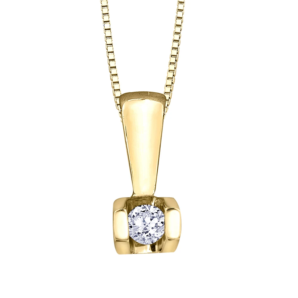 Solitaire Diamond Bar Pendant in 10K Gold (0.04 ct wt